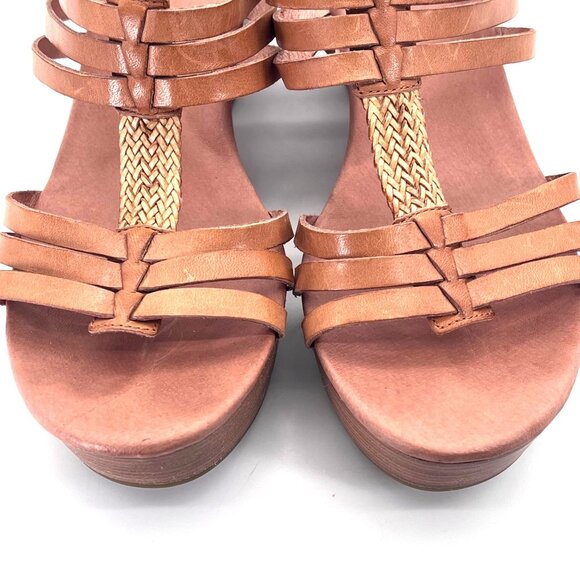 UGG Mattie Wedge Heeled Platform Sandals Womens Size 10 Slip On Leather & Braid - Picture 10 of 15